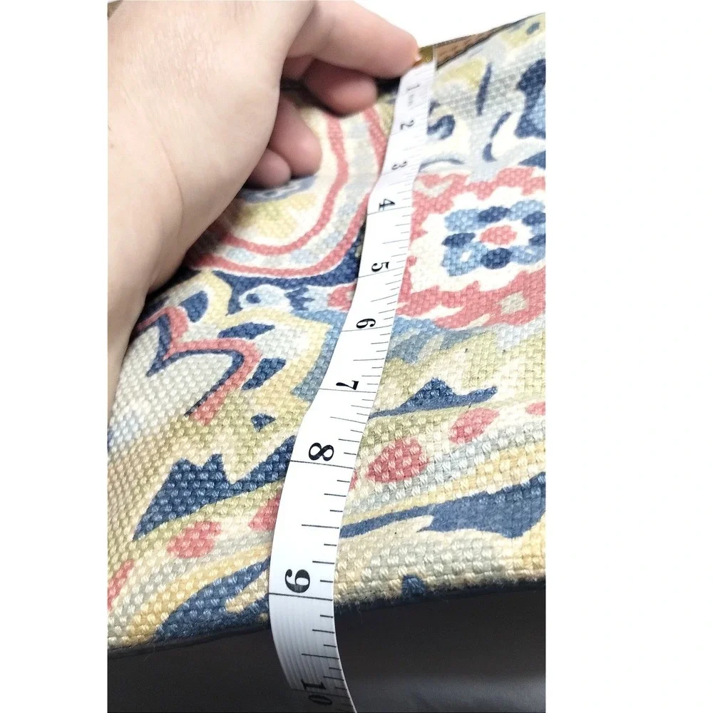 Fossil Genuine Classic 1954 Paisley Canvas Shoulder Bag Tan Leather Trim Boho